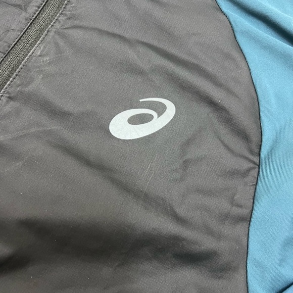 ASICS Men’s Quarter Zip Running Jacket Pullover Black Blue Athletic - Picture 2 of 6
